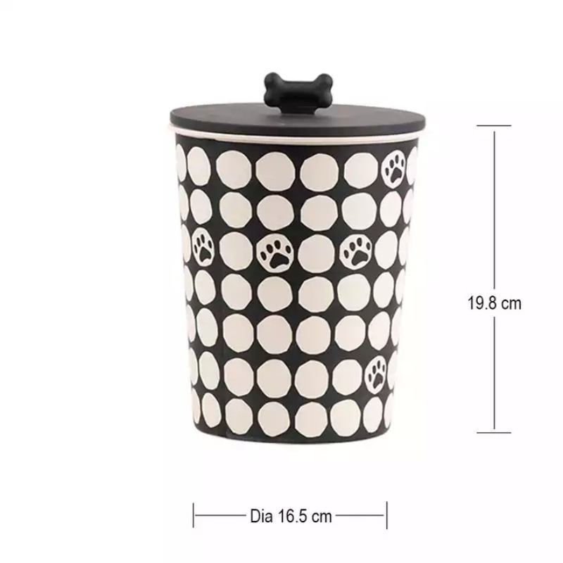 Bamboo fiber cute cat food storage container with lid