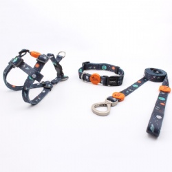 Pet Dog leash Personalized Custom Design sublimation Printed Nylon dog Leash And Collar Set