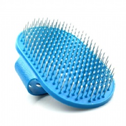 Pet Rubber Grooming Brush Massager with Adjustable Loop Handle